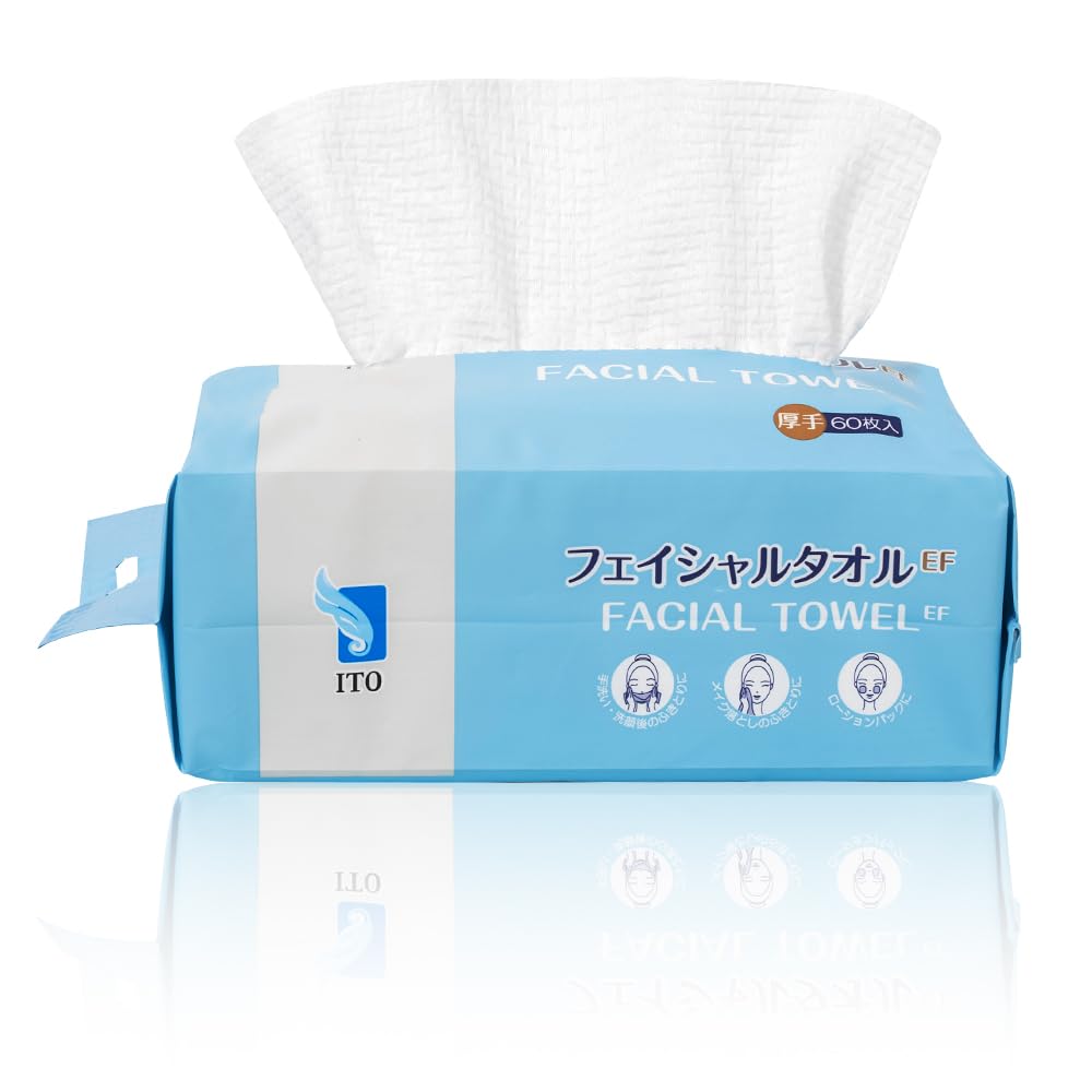 ITO Facial Towel EF Set of 3 Bags, 180 Thick Disposable Face Towels of Pulp and Rayon, 20 x 18.5 cm, OEKO-TEX Certified