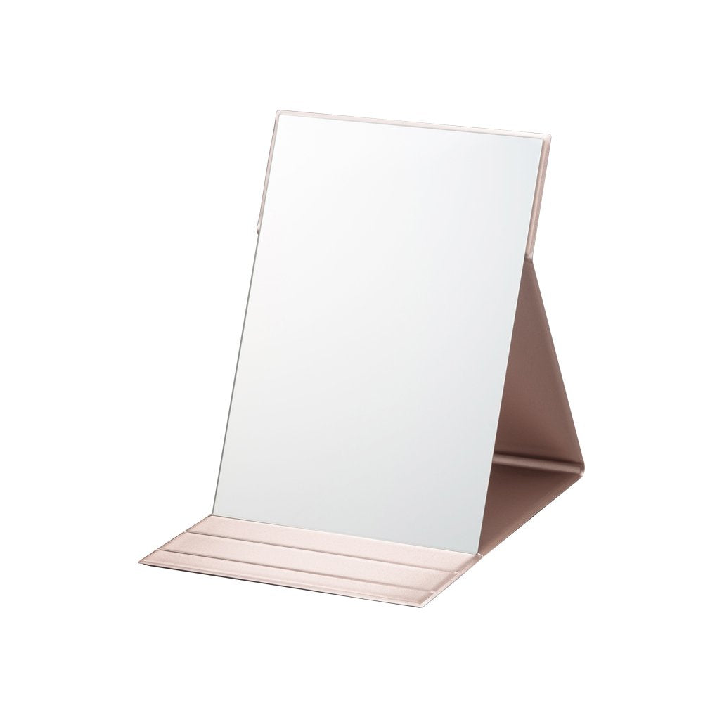 Pro Model Folding Makeup Mirror, Frameless Polished Glass with a Cushioned Fold-Out Cover, 4 Sizes, Black or Pink