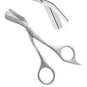 Rainblo Eyebrow Scissors with 5 mm Comb, One-Piece Stainless Steel Brow Trimming Scissors with Storage Tin, 14.2 cm