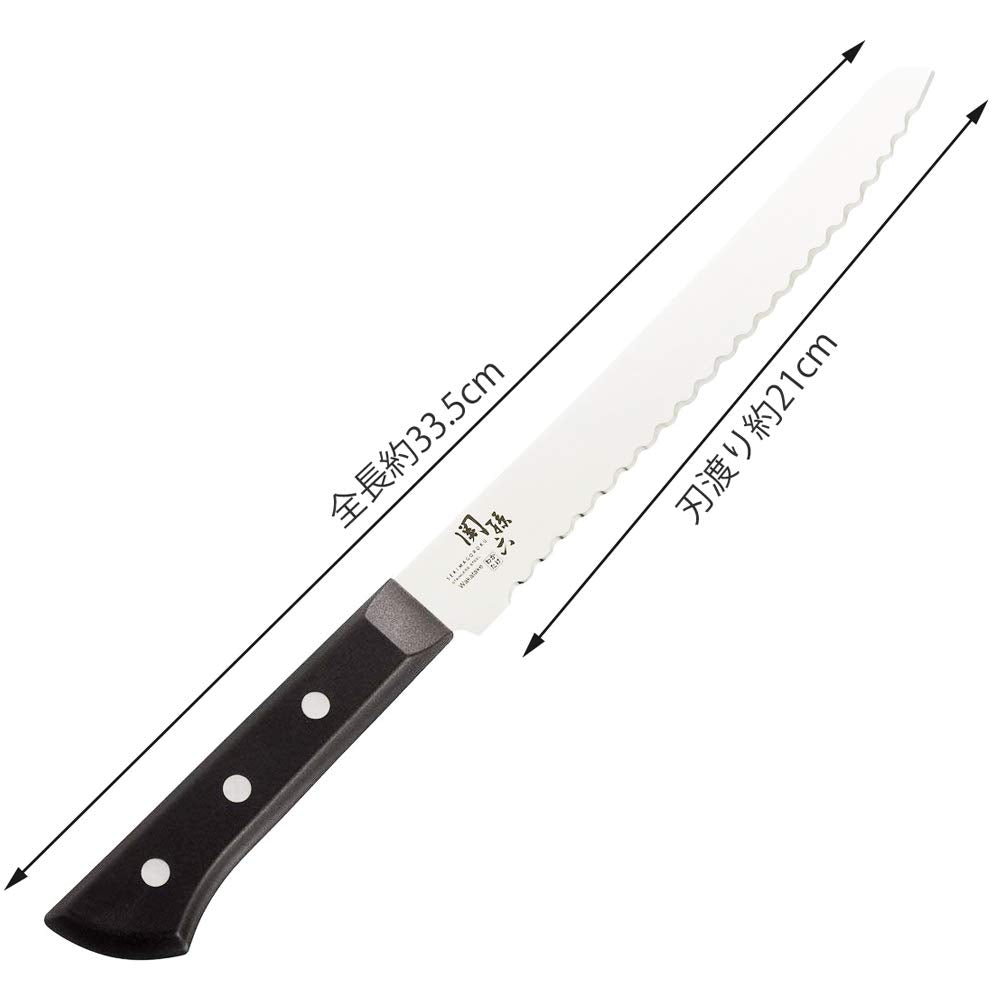 KAI Seki Magoroku Wakatake Bread Knife 210 mm AB5425 with Serrated Stainless Blade and Dishwasher-Safe Resin Handle, Made in Japan