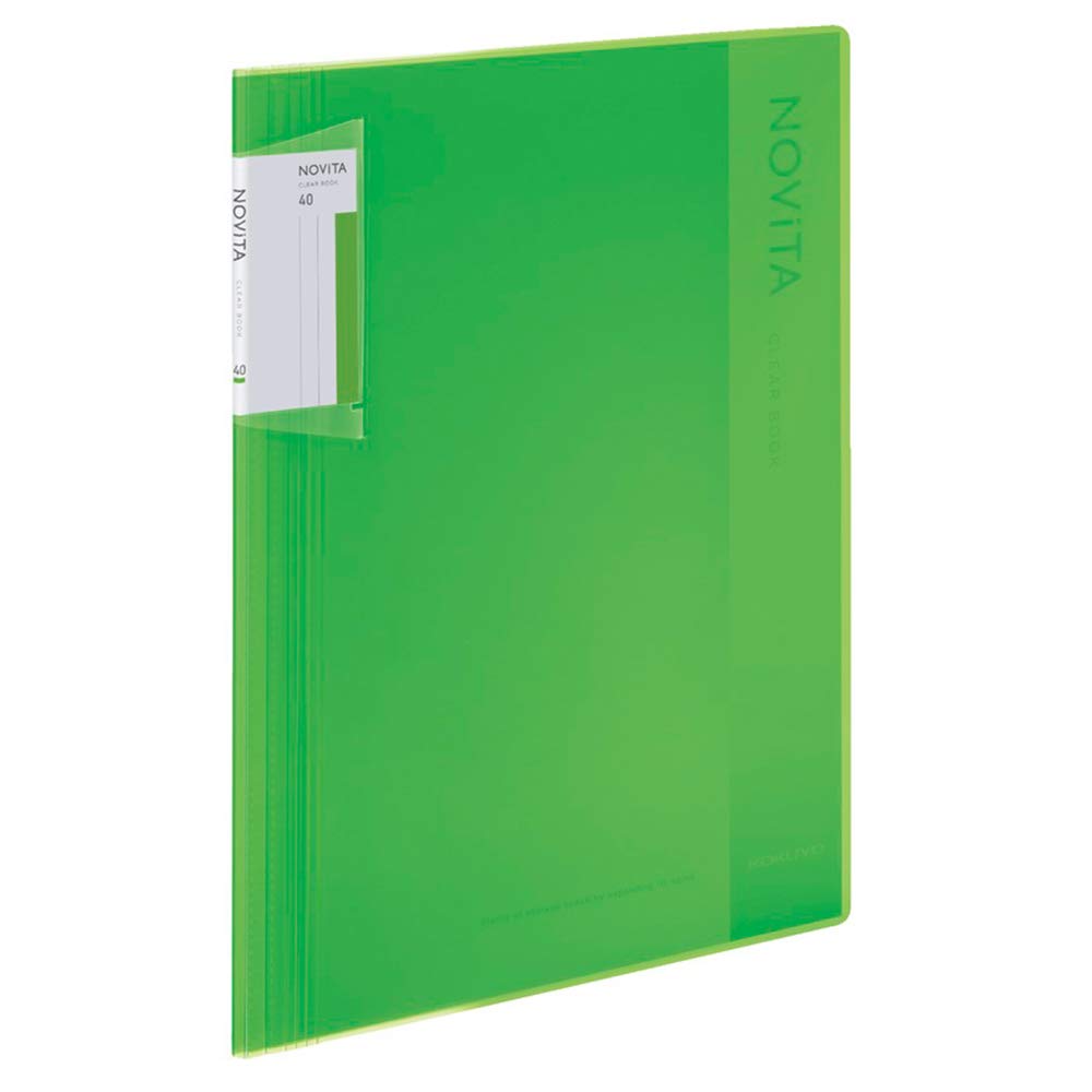 Kokuyo Novita Clear Book, Fixed Type A4-S with 40 Pockets for 500 Sheets, Spine Stretches 8 to 50 mm, 307 x 251 mm, Recycled PP Cover, Nine Colours