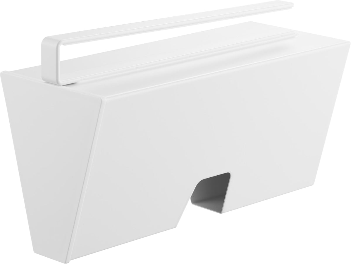 Yamazaki Tower Under-Cabinet Plastic Bag Case, Steel Case that Slides onto a Hanging Cabinet Shelf and Holds a Boxed Bag Pack, 9.1 x 22.1 x 13.2 cm and 575 g, White