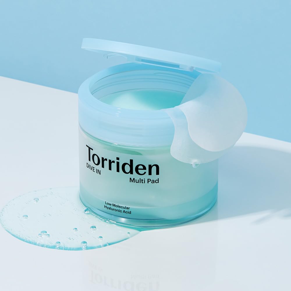 Torriden Dive-In Low Molecular Hyaluronic Acid Multi Pad, Wipe-Off Serum Toner Pads, 80 Pads