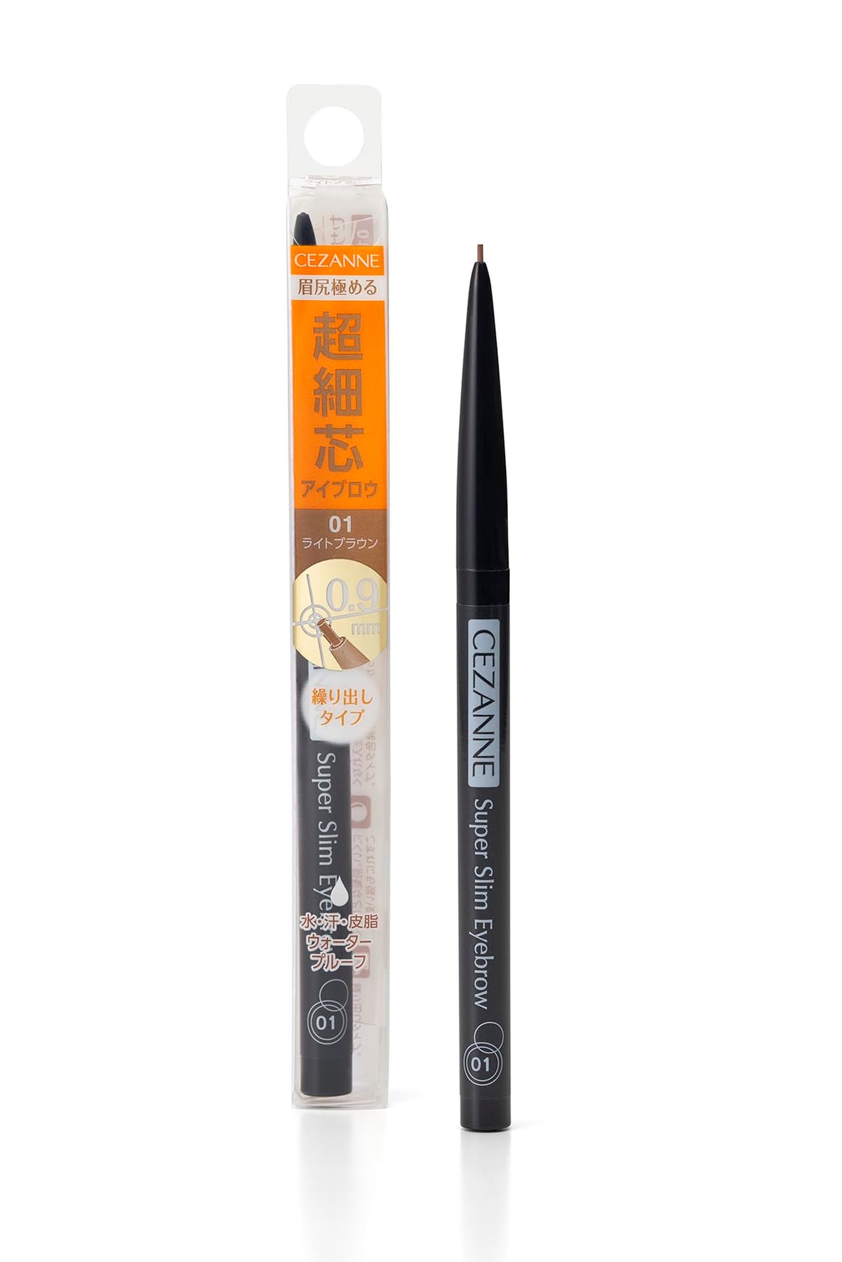 Cezanne Super Slim Eyebrow Pencil, 0.9 mm Twist-Up Waterproof Brow Pencil, 8 Shades