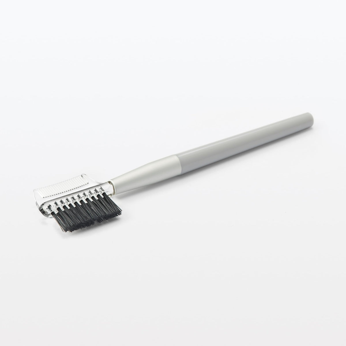Muji Eyebrow Brush with Comb, Nylon Brow Brush and Clear Comb in One Tool, 127.5 mm, Aluminium Ferrule