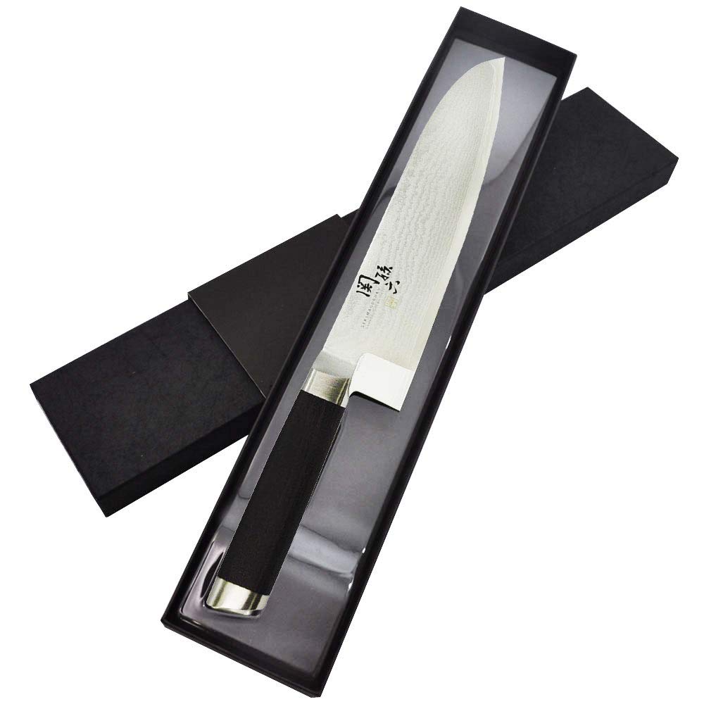 KAI Seki Magoroku Damascus Santoku and Sharpener Set