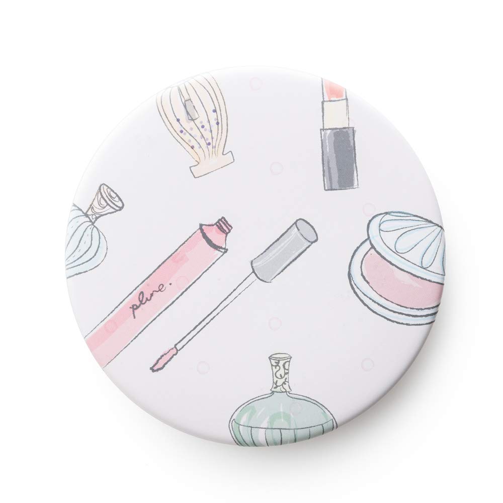 Horiuchi Mirror Plune Compact Hand Mirror, 75 mm Round Pocket Mirror with Patented Napure Colour-True Glass, Lead-Free, 33 g, Six Prints, Made in Japan