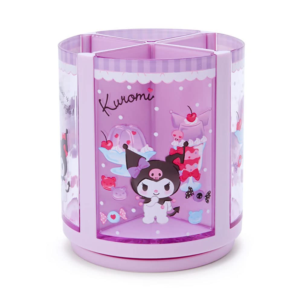 Sanrio Rotating Pen Stand, 360-Degree Turning Plastic Pen Holder with Four Detachable Sections for Pens, Make-Up Brushes and Small Items, About 10 x 10 x 11 cm, Four Characters