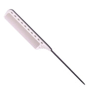 Y.S.PARK YS-122 Winding Tail Comb, White, Fine-Tooth Parting Comb with Metal Tail