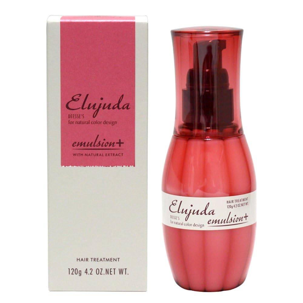 Milbon Deesse's Elujuda Emulsion Plus Leave-In Hair Treatment with Baobab Extract for Normal to Thick Hair, Soft Textured Finish, 120 g