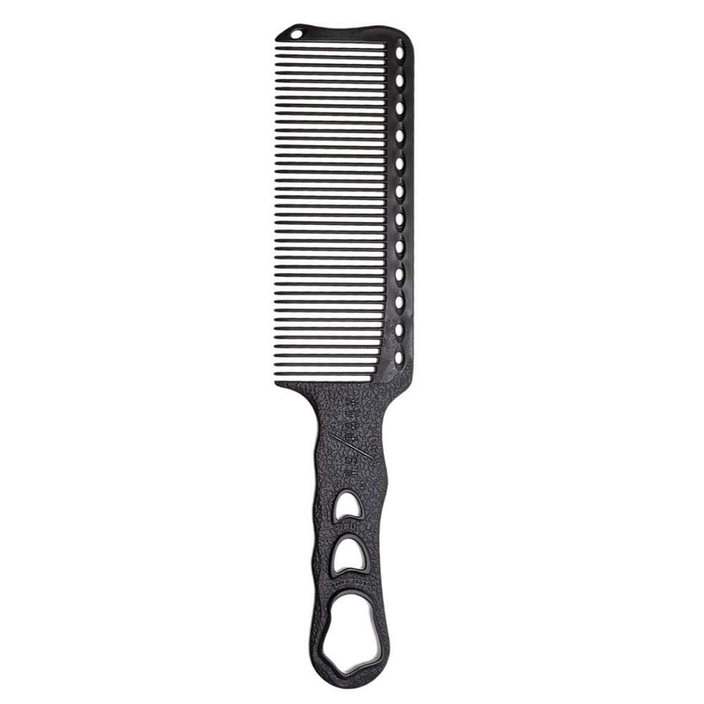 Y.S.PARK YS-282 Flat-Top Clipper Comb, Carbon Black, Wide Clipper-Over-Comb Cutting Comb