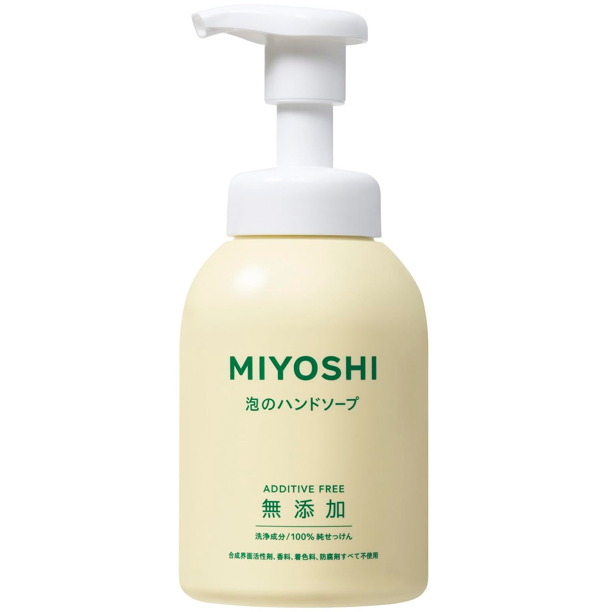 Miyoshi Additive-Free Foaming Hand Soap, 100 Percent Pure Soap with No Fragrance, Colorants, Preservatives or Synthetic Surfactants, 350 mL Pump Bottle, 1 L or 4 L Refill