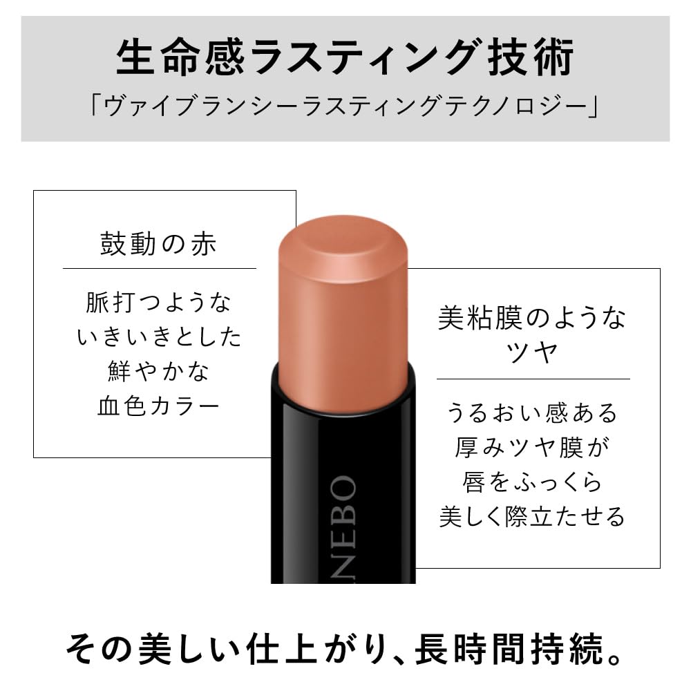 Kanebo Rouge Star Vibrant V09 Innocent Mood, Glossy Long-Wearing Moisturising Lipstick 3.7 g in a Black Case