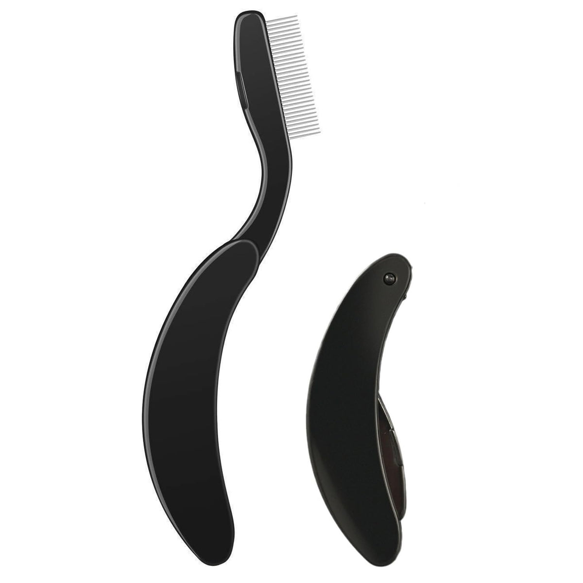 Remarks Japan Folding Eyelash Comb, Black Metal-Tooth Lash and Brow Comb for Mascara Clumps and Lash Extension Care