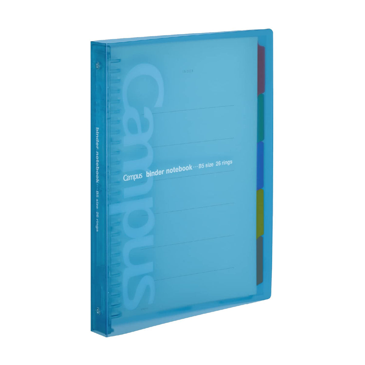 Kokuyo Campus Loose-Leaf Binder, B5 26 Holes for Up to 100 Sheets, Slide-Ring Plastic Binder with Translucent PP Cover, 272 x 215 x 29 mm, Eight Colours