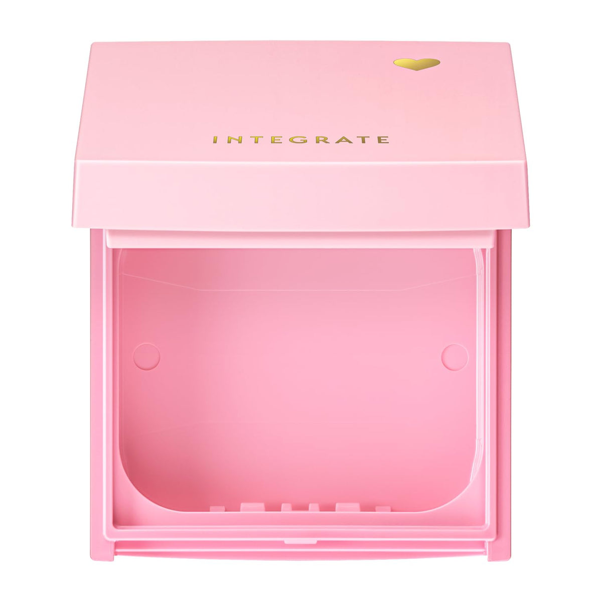 Integrate Compact Case for Suppin Maker Tone-Up Powder UV Refill, Empty Pink Powder Case with Gold Heart, Made in Japan