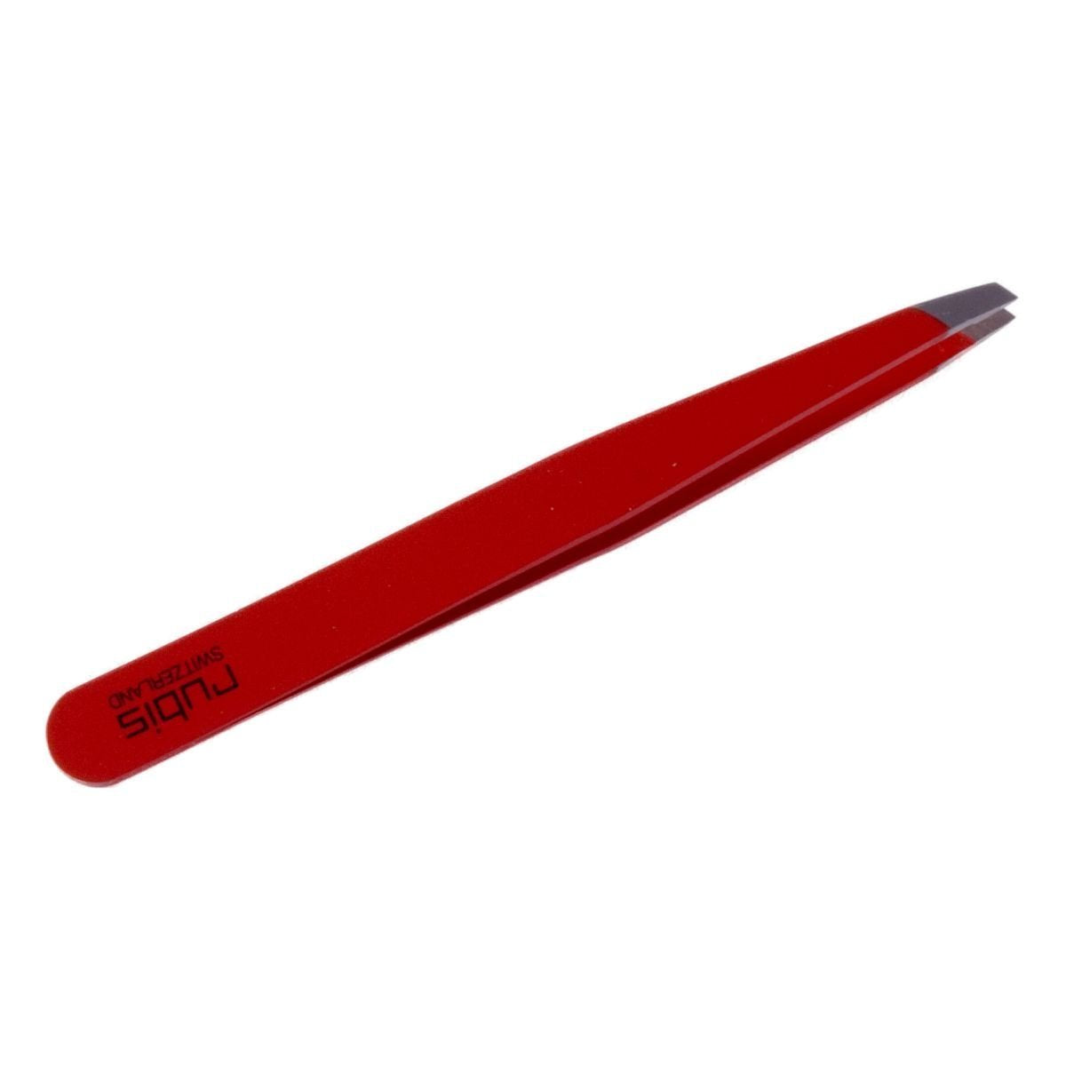 Rubis Classic Tweezers, Red Slant-Tip Tweezers in Medical-Grade Stainless Steel, About 96 mm, Swiss Made