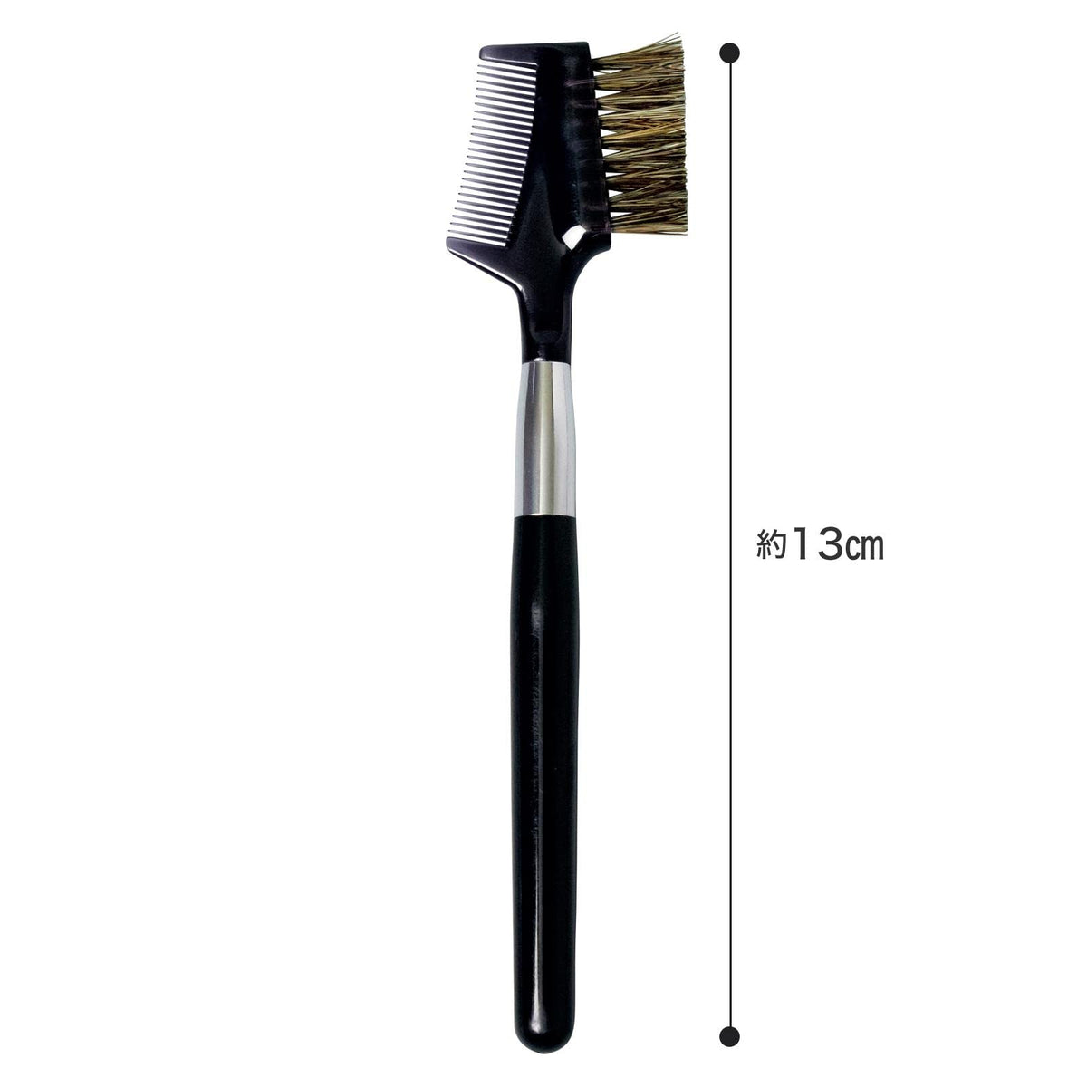 Comolife Natural Horsehair Eyebrow Brush and Comb, Black Brow Brush with Comb, About 13 cm, Made in Japan