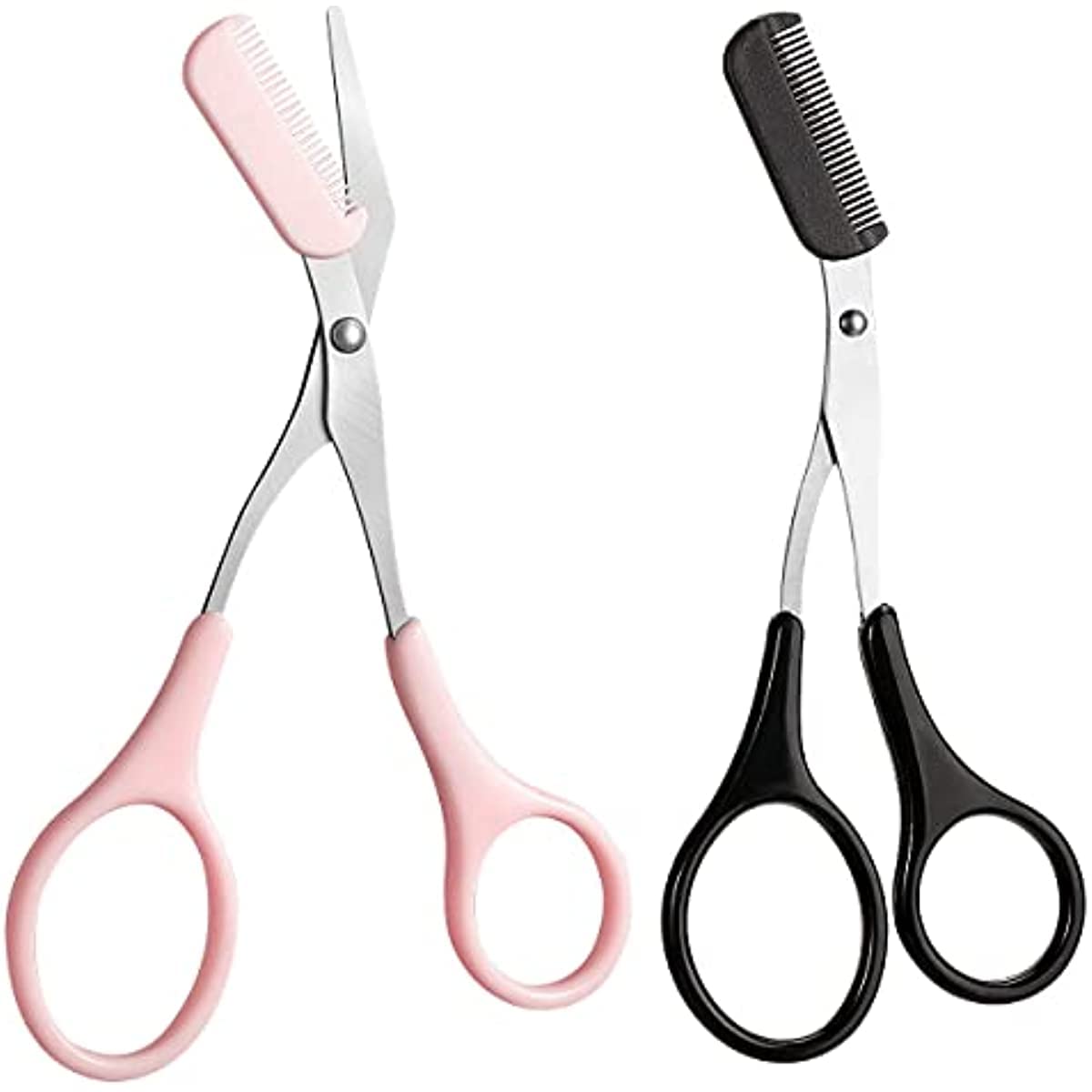 Eyebrow Trimming Scissors with Detachable Comb, Stainless Steel Brow Shaping Scissors for Men and Women, Black