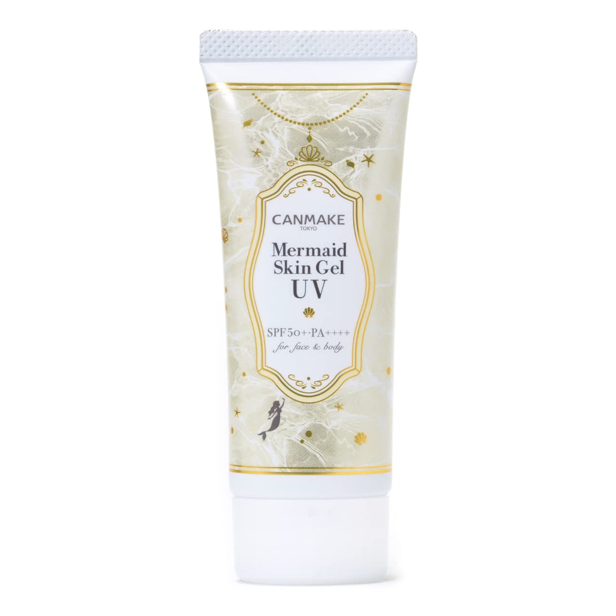 Canmake Mermaid Skin Gel UV SPF50+ PA++++, Watery Sun Gel and Makeup Base for Face and Body, 40 g