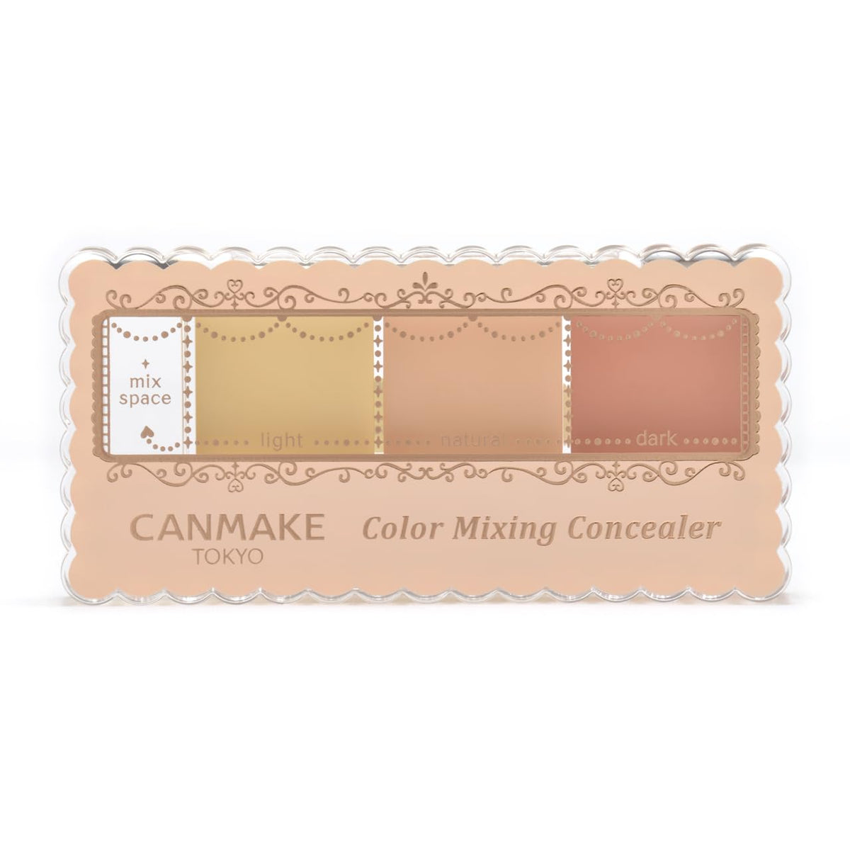 Canmake Color Mixing Concealer SPF50+ PA++++, Three-Colour Palette Concealer with Mix Space, Mirror, Tip and Brush, 3.9 g