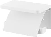 Yamazaki Tower Wall Toilet Paper Holder with Shelf, Steel Holder with Gypsum Board Pins and Wood Screws, Single 14 cm or Double 28.5 cm Wide, White or Black