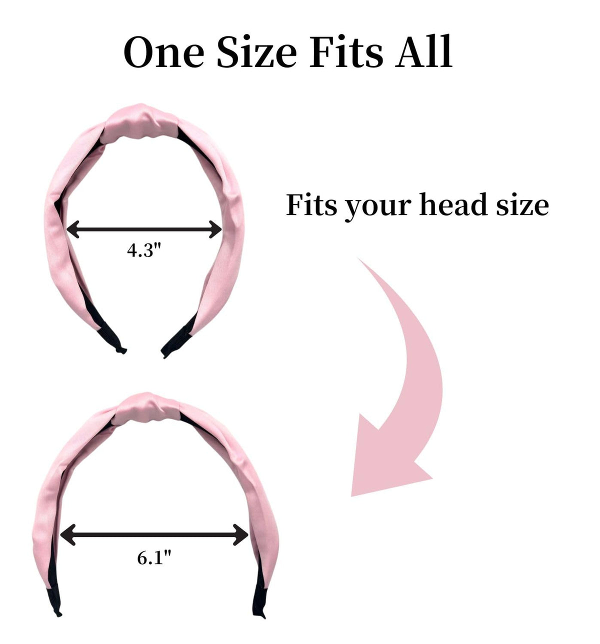 Knotted Satin Headband for Women and Girls, Top-Knot Hard Headband with Scalp-Protection Lining, One Size, Nine Colors