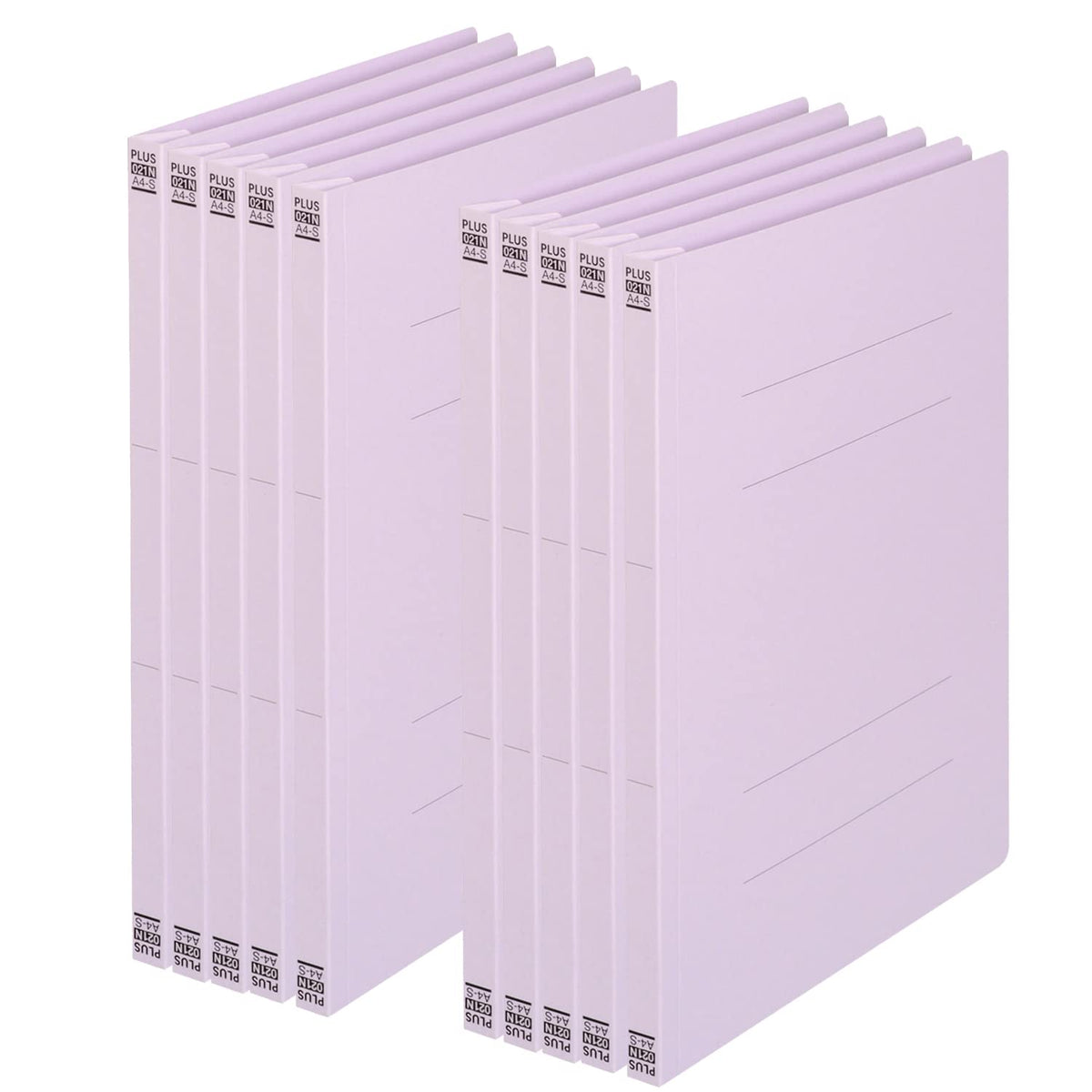 PLUS Flat File A4-S No.021N, Non-Stitch Paper File with Plastic Fastener for 180 Sheets, 307 x 230 x 18 mm, 2-Hole 80 mm Pitch, Pack of 10 in Royal Blue, Blue, Yellow, Pink, Orange, Green, Violet, Ivory or Grey