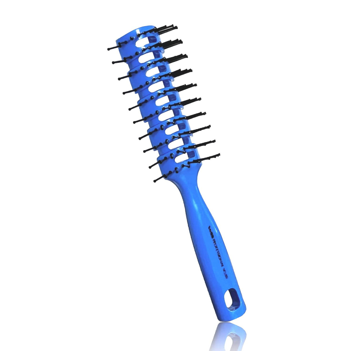 VESS Styling Vent Brush, 9-Row Round Type for Ribbon Styling with Ceramic Holes, Blue No. 80, Made in Japan