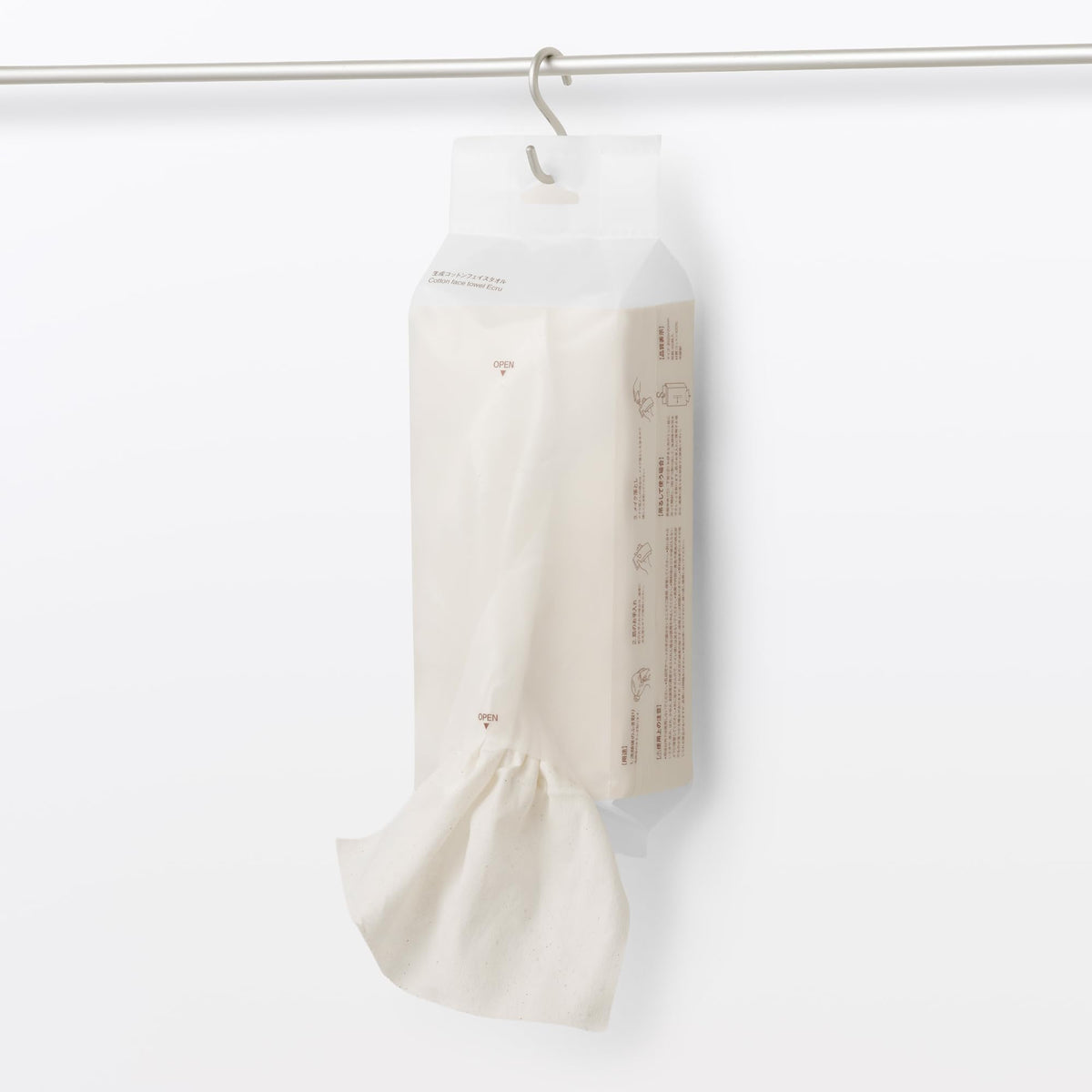 Muji Unbleached Cotton Face Towel, 60 Disposable Cotton Sheets of About 20 x 20 cm, 100 Percent Cotton