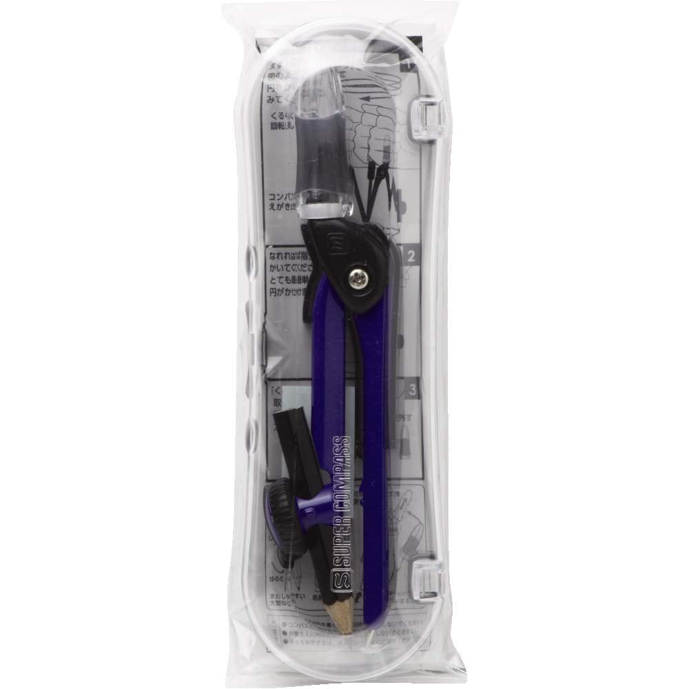 Sonic Kurunpass Pencil Compass with Twist Cap and Short Safety Needle, Centre-Mechanism Head, School Type SK-753-K Navy or SK-744-B Blue and Green, Case 160 x 50 x 25 mm