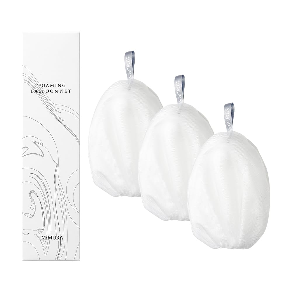 Mimura Foaming Balloon Net with Soap Pocket, 4-Layer Soft Polyethylene Face Wash Foaming Net, 17 cm, 1 or 3 Pieces, Made in Japan