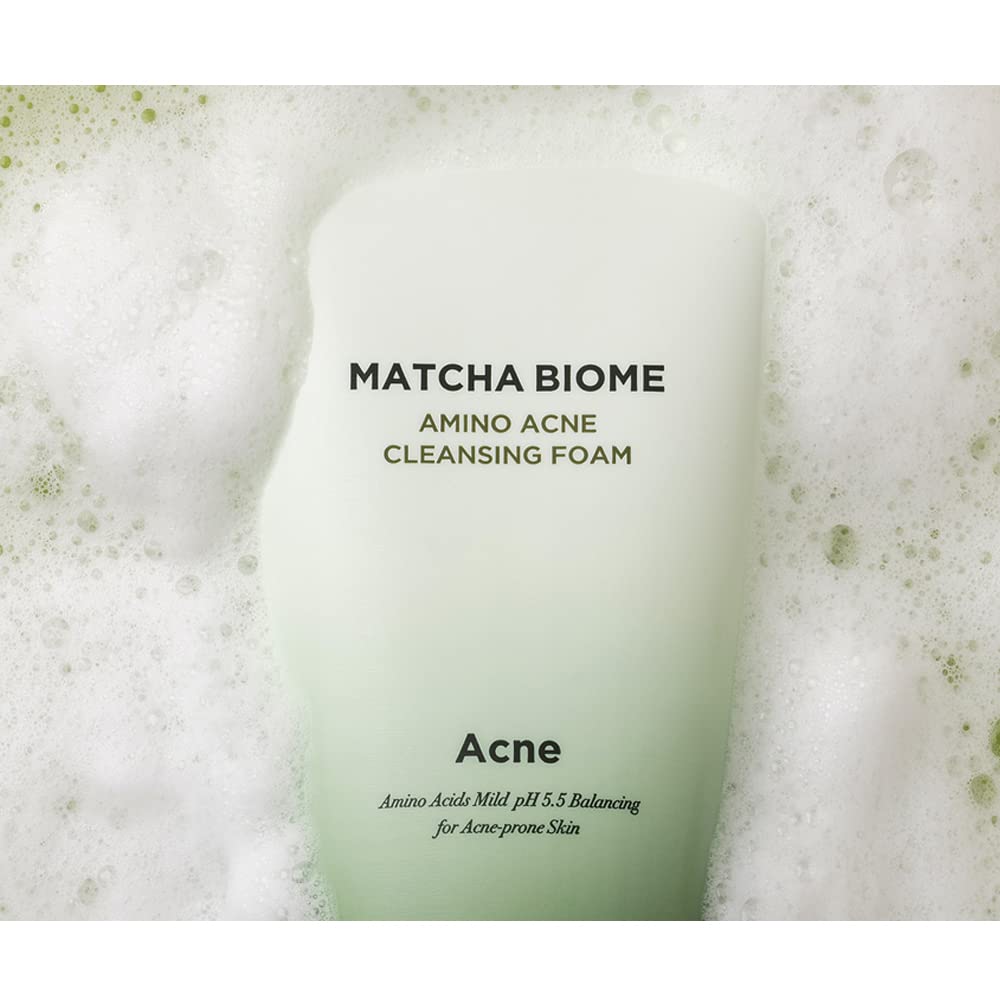 Heimish Matcha Biome Amino Acne Cleansing Foam, Mild pH 5.5 Amino Acid Face Wash for Acne-Prone Skin, 150 g