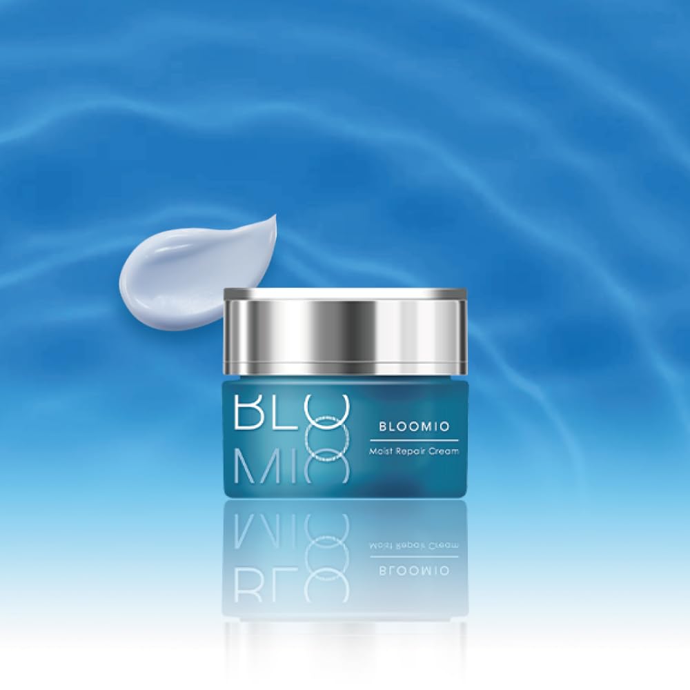 BLOOMIO Moist Repair Cream, Rich Face Cream with Blue Ceramide and Niacinamide, Calming Fruit Scent, 30 g Jar with Spatula