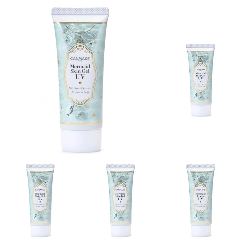 Canmake Mermaid Skin Gel UV SPF50+ PA++++, Watery Sun Gel and Makeup Base for Face and Body, 40 g
