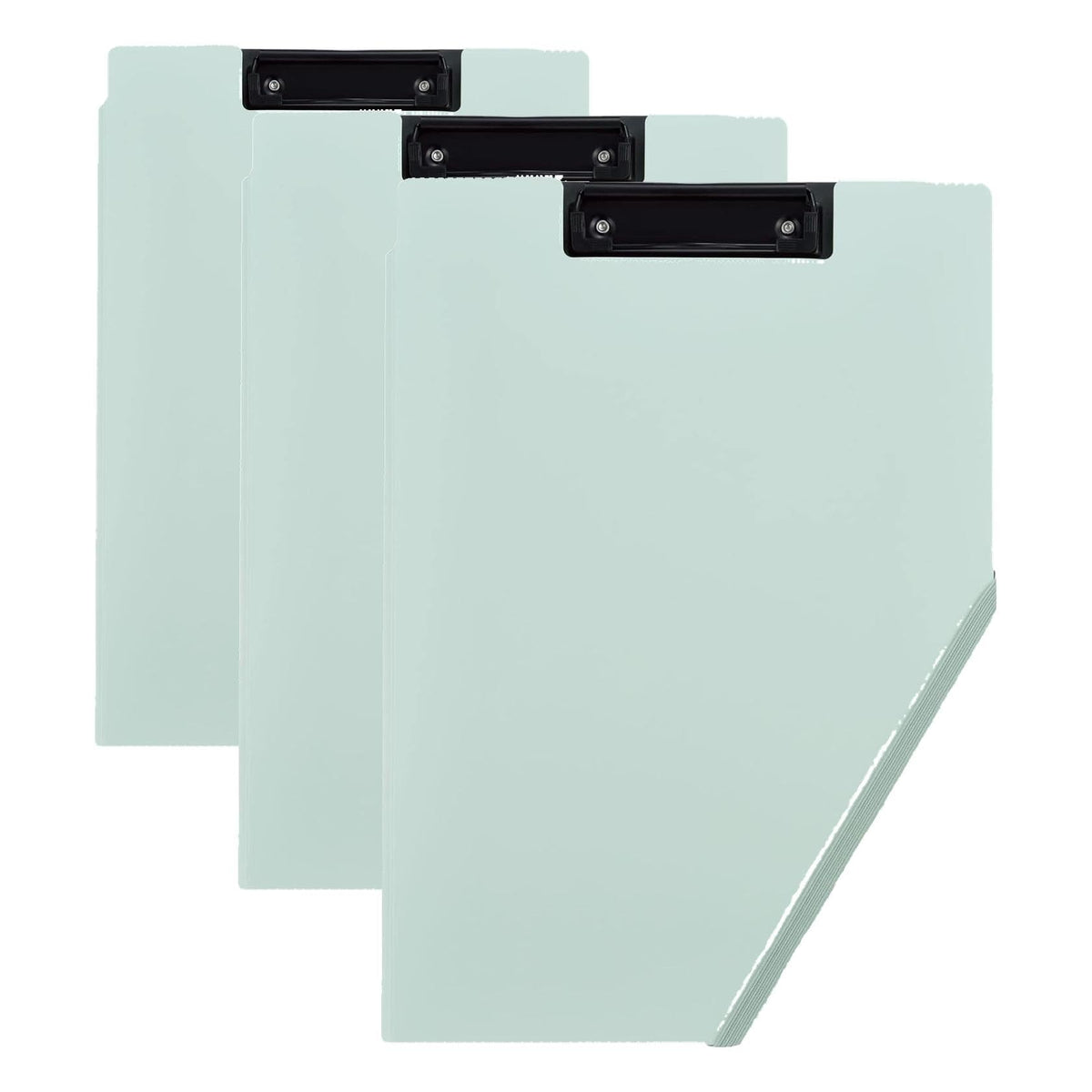 KOKUYO A4 Clip Holder with 3 Index Pockets, 2 mm Thick Board, Elastic Band and Pen Holder, 34 x 24 x 0.9 cm in Black, White, Pink or Mint, Single or Set of 3