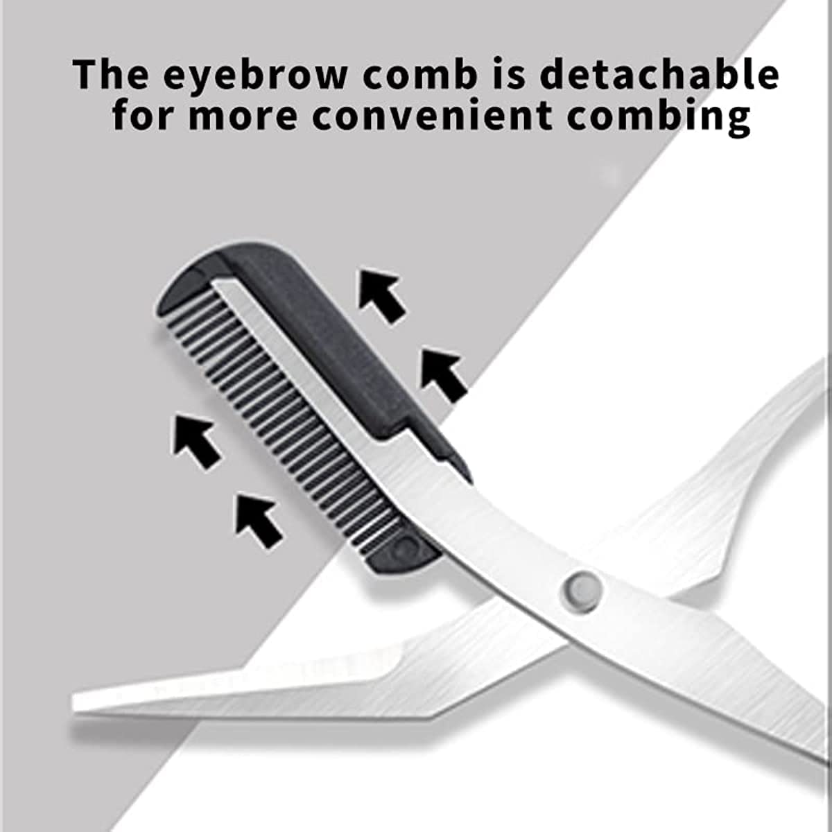 Eyebrow Trimming Scissors with Detachable Comb, Stainless Steel Brow Shaping Scissors for Men and Women, Black