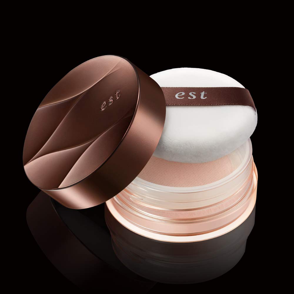 est Long-Lasting Loose Powder, Lightweight Face Powder with Puff and Ribbon Jar, Lucent or Pearl, 15 g