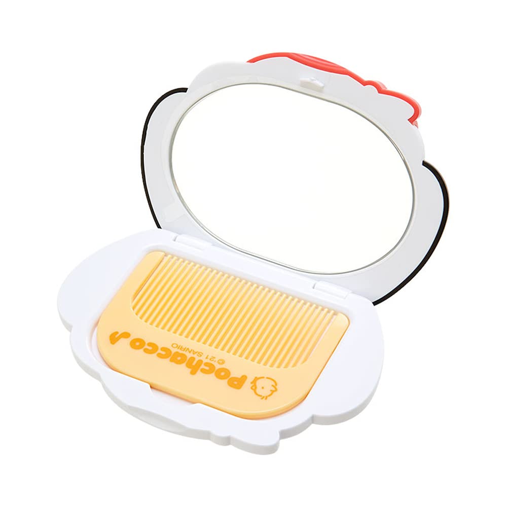 Sanrio Character Face-Shaped Folding Mirror and Comb Set, Compact Pocket Mirror, 7 Characters