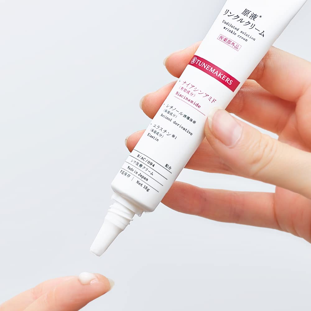 TUNEMAKERS Undiluted Wrinkle Cream 15 g, Medicated Niacinamide and Retinol Cream for Eye, Mouth, Brow and Forehead Wrinkles