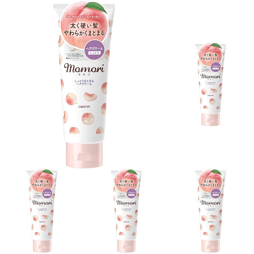 Momori Moist Smoothing Hair Cream with Peach Extracts, Heat-Protect Leave-In Hair Cream for Thick, Coarse Hair, 150 g