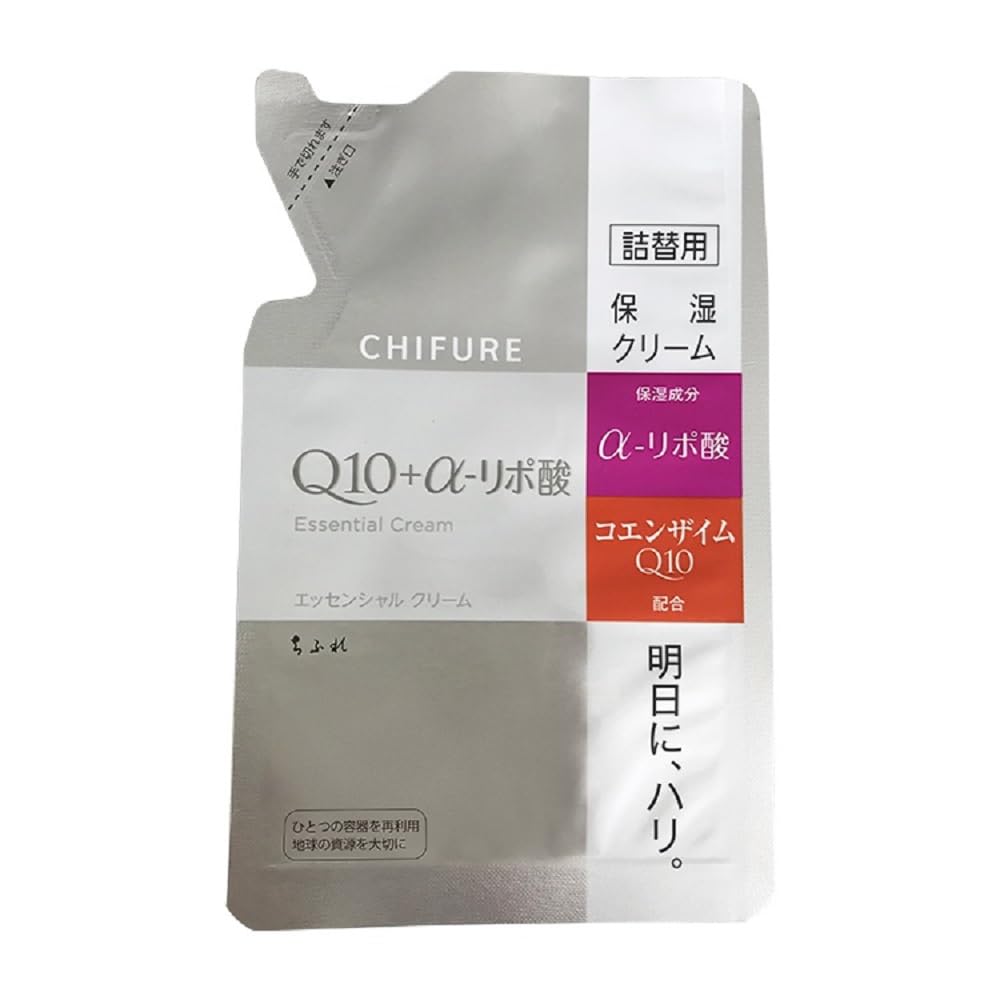 Chifure Essential Cream with Coenzyme Q10 and Alpha-Lipoic Acid, Moisturizing Face Cream for Dry Skin, Glycerin-Free, 30 g, Jar or Refill Pouch