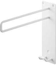 Yamazaki Tower Wall Laundry Hanger with Hook, Steel Hanger Bar for Hanging Clothes Beside a Washing Machine, 6 x 20.5 x 20 cm and 295 g, Holds 1.5 kg, White