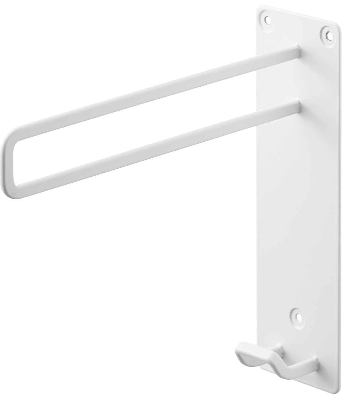 Yamazaki Tower Wall Laundry Hanger with Hook, Steel Hanger Bar for Hanging Clothes Beside a Washing Machine, 6 x 20.5 x 20 cm and 295 g, Holds 1.5 kg, White