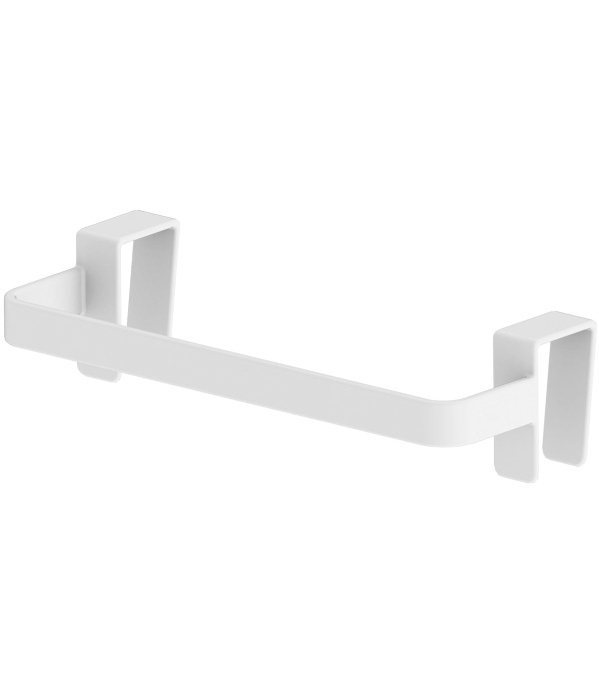Yamazaki Plate Sink Door Towel Hanger, Steel Bar that Hooks Over a Cabinet Door 1.4 to 2 cm Thick, 16 x 6 x 4 cm, Holds 1 kg, White