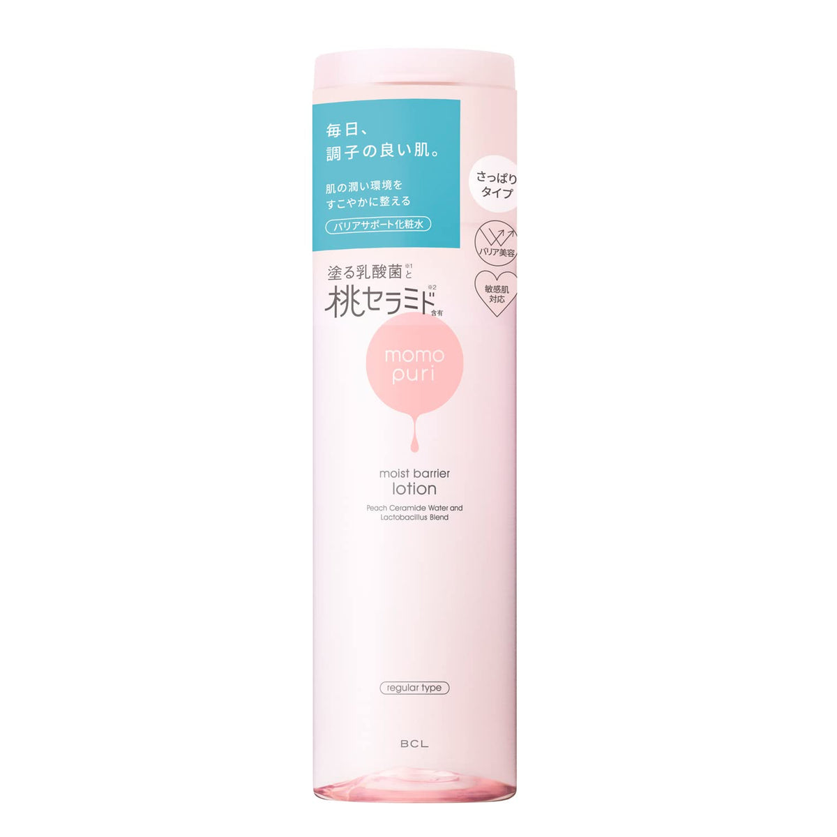 Momo Puri Moist Barrier Lotion Regular Type with Lactic Acid Bacteria and Peach Ceramide, Light Peach-Scented Face Lotion, 200 mL