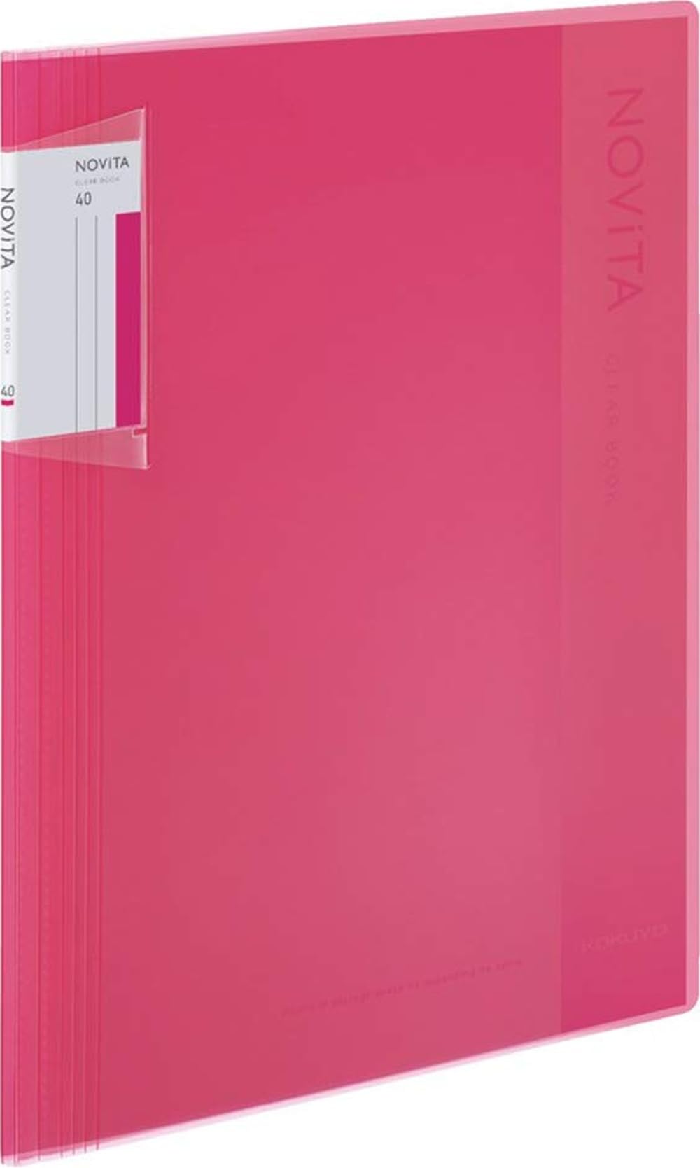 Kokuyo Novita Clear Book, Fixed Type A4-S with 40 Pockets for 500 Sheets, Spine Stretches 8 to 50 mm, 307 x 251 mm, Recycled PP Cover, Nine Colours
