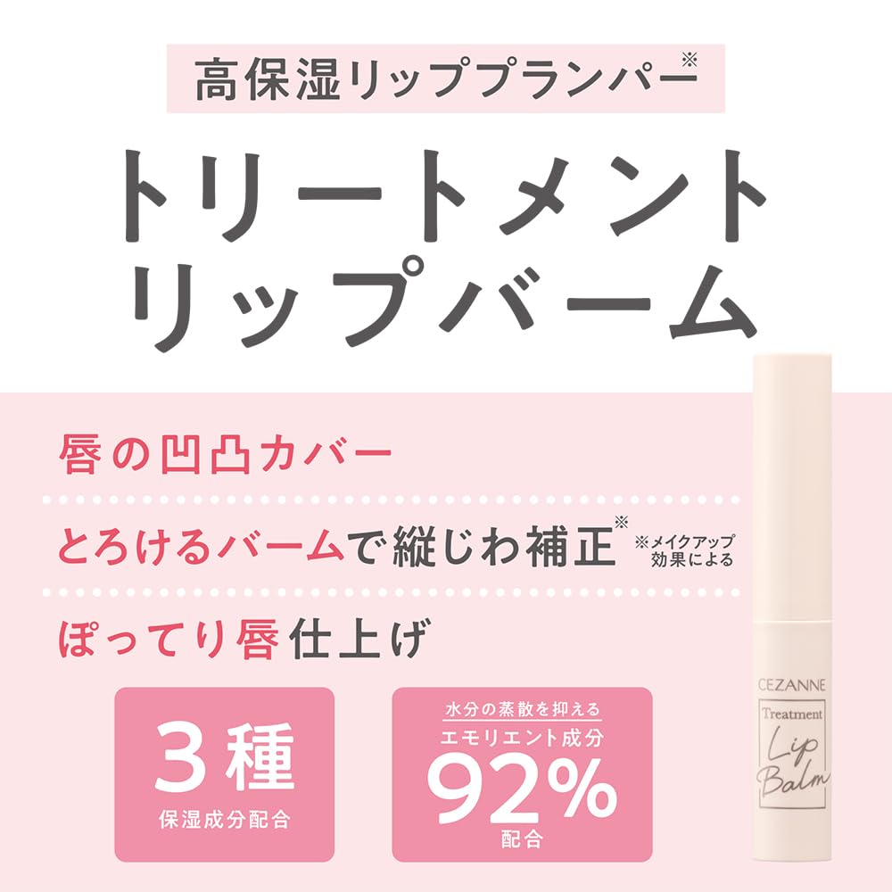 CEZANNE Treatment Lip Balm, Highly Moisturising Lip Plumper Balm in Clear Colour that Smooths Vertical Lip Lines for a Plump Look, Cooling Menthoxypropanediol, 1.7 g