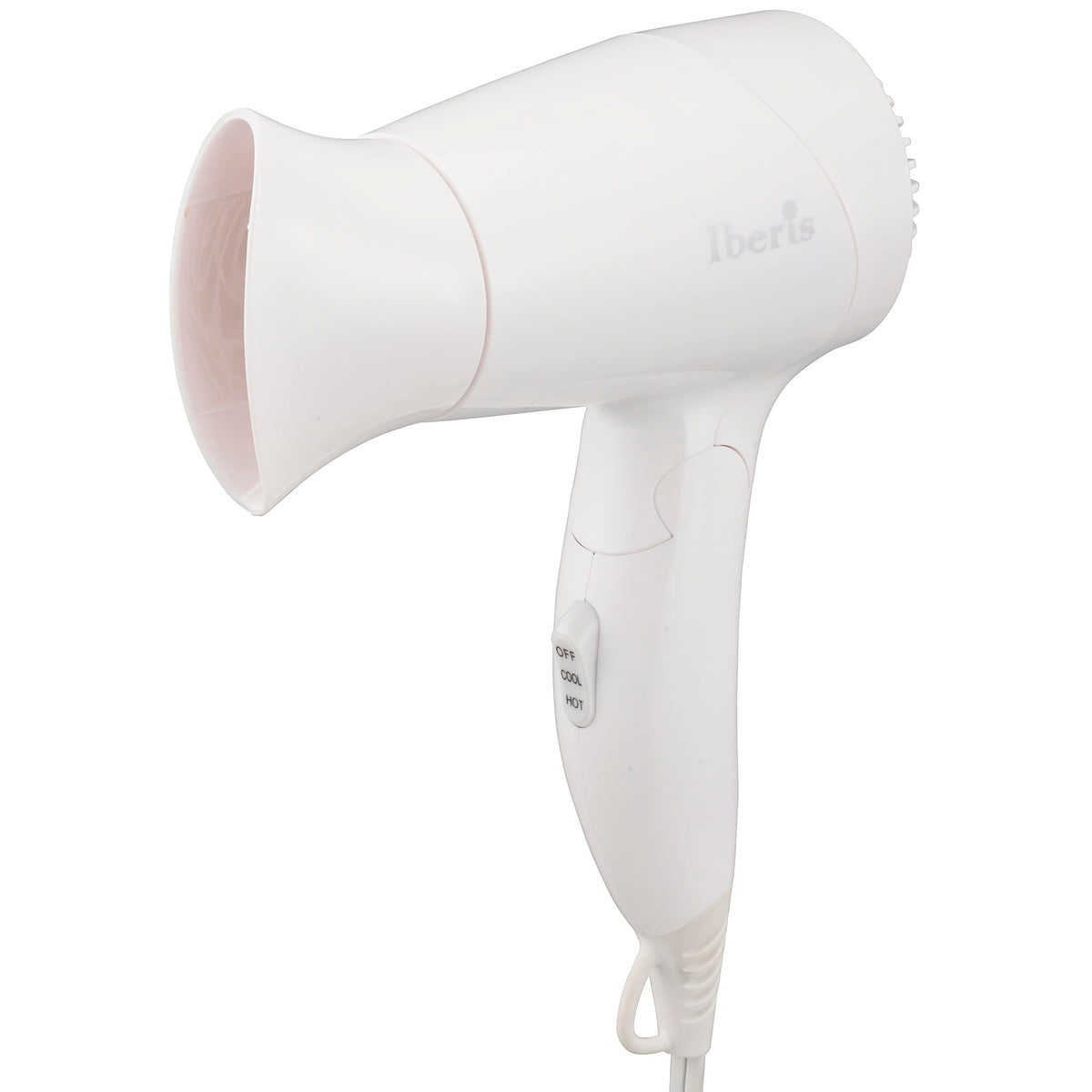 OHM Iberis Folding Hair Dryer HB-HI556W, Lightweight 340 g Compact Travel Dryer with 1200 W, Hot and Cool Switch and Safety Thermostat, White