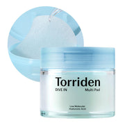 Torriden Dive-In Low Molecular Hyaluronic Acid Multi Pad, Wipe-Off Serum Toner Pads, 80 Pads